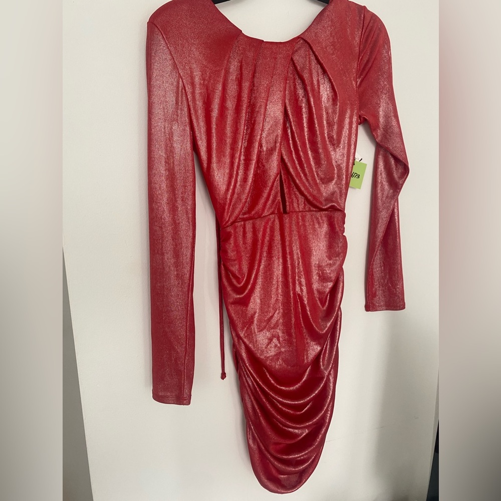 Red shiny dress